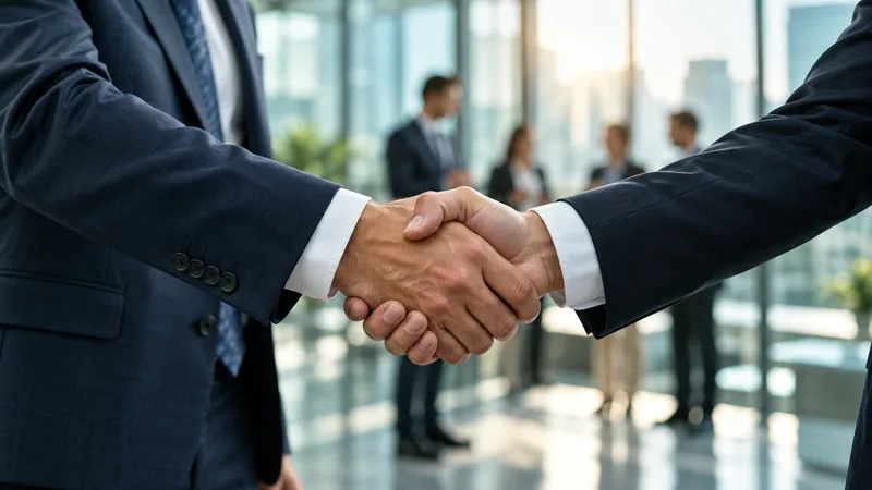 Geschäftspartner besiegeln ihre Zusammenarbeit mit einem Handschlag